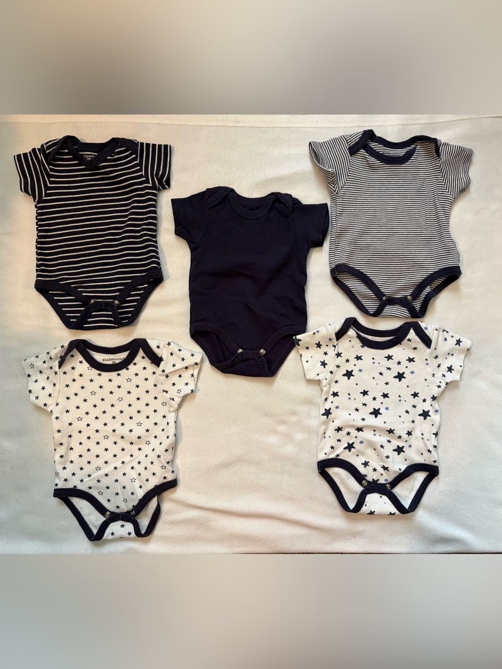 Navy & White Star and Stripe Baby One-Piece Bodysuits with pants- Pack
